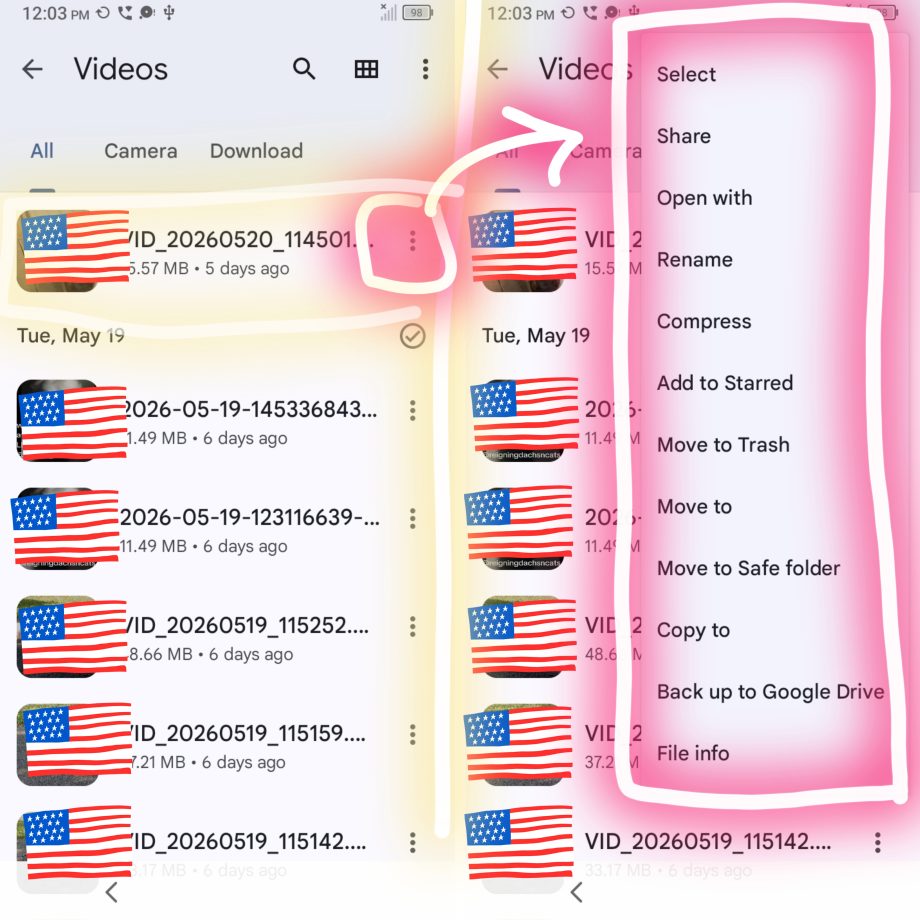 Overflow menu has too many and too disorganized items for each file item